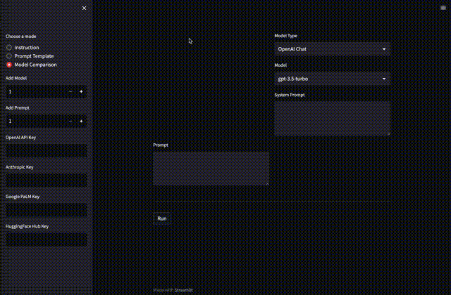The prompttools playground.